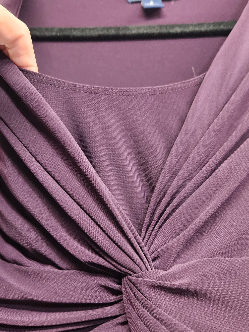 ⭐️Chaps Plum Purple Twist Front Midi Dress Small S V Neck Ruched Jersey Elegant - Picture 9 of 15